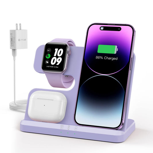 3 in 1 Charging Station for Apple Wireless Charger for iPhone 15 14 13 12 11 X 8 Series Wireless Charging Station for Multiple Devices for Apple Watch Charger for AirPods 2/3/Pro/Pro 2