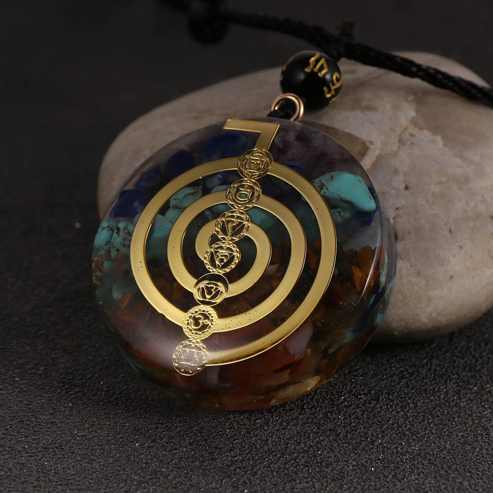 Collar 7 Chakras Orgonita Cuarzo Reiki Chacras Protección Espiritual Yoga Equilibrio de Energía