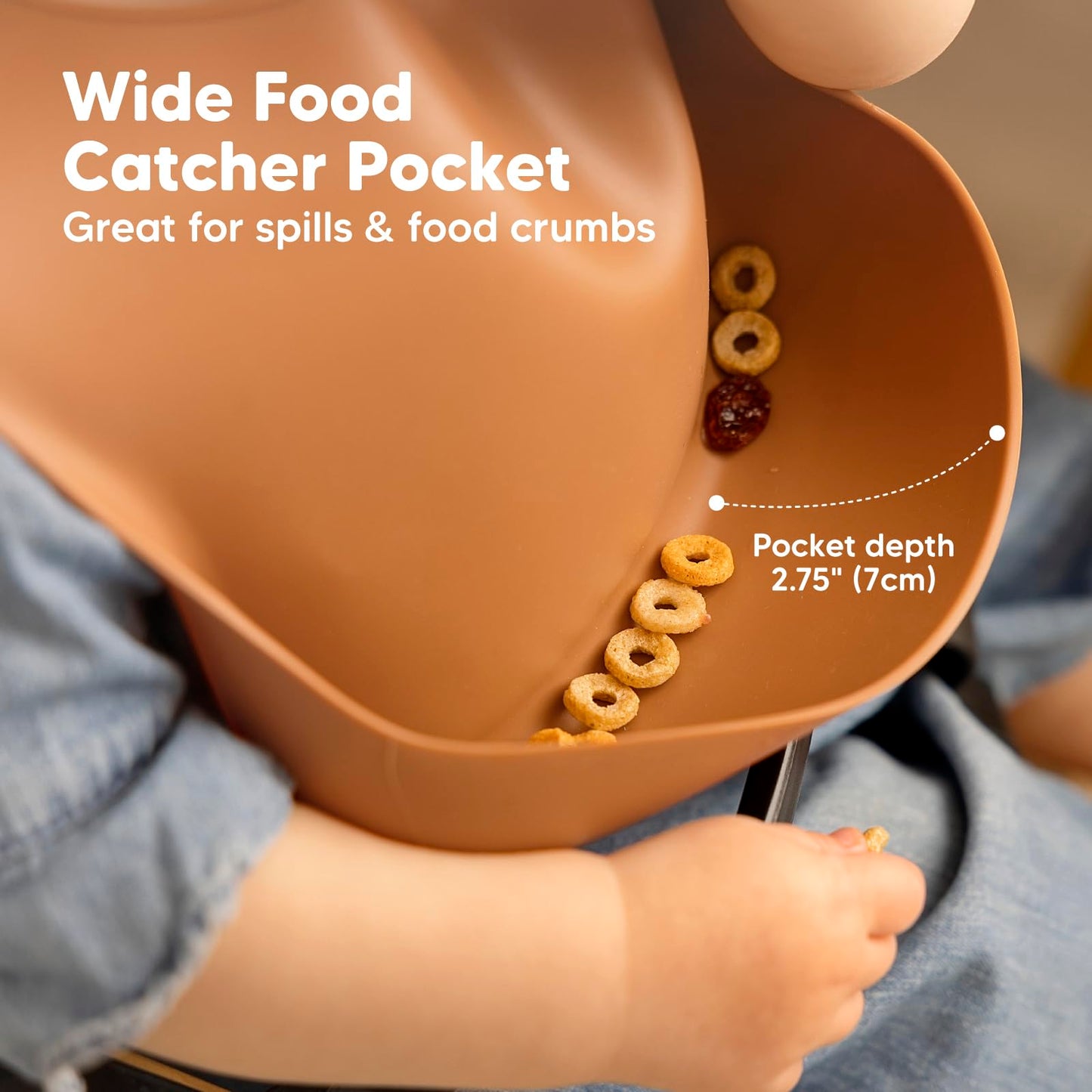 KeaBabies - Paquete de 2 baberos de silicona para comer - Baberos de silicona resistentes de grado alimenticio para bebés, niñas, niños, colector de alimentos grande, limpiar y poner fácilmente,