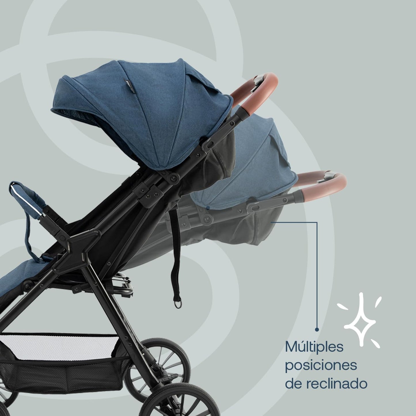 Bebesit Carriola para Bebe Sprint | Carriola de Bastón Ligera con Cinturón de 5 Puntos | Recién Nacidos a 4 Años | Carriola de Viaje con Toldo, 3 Paneles, Reposa Pie Ajustable y Canasta Portaobjetos