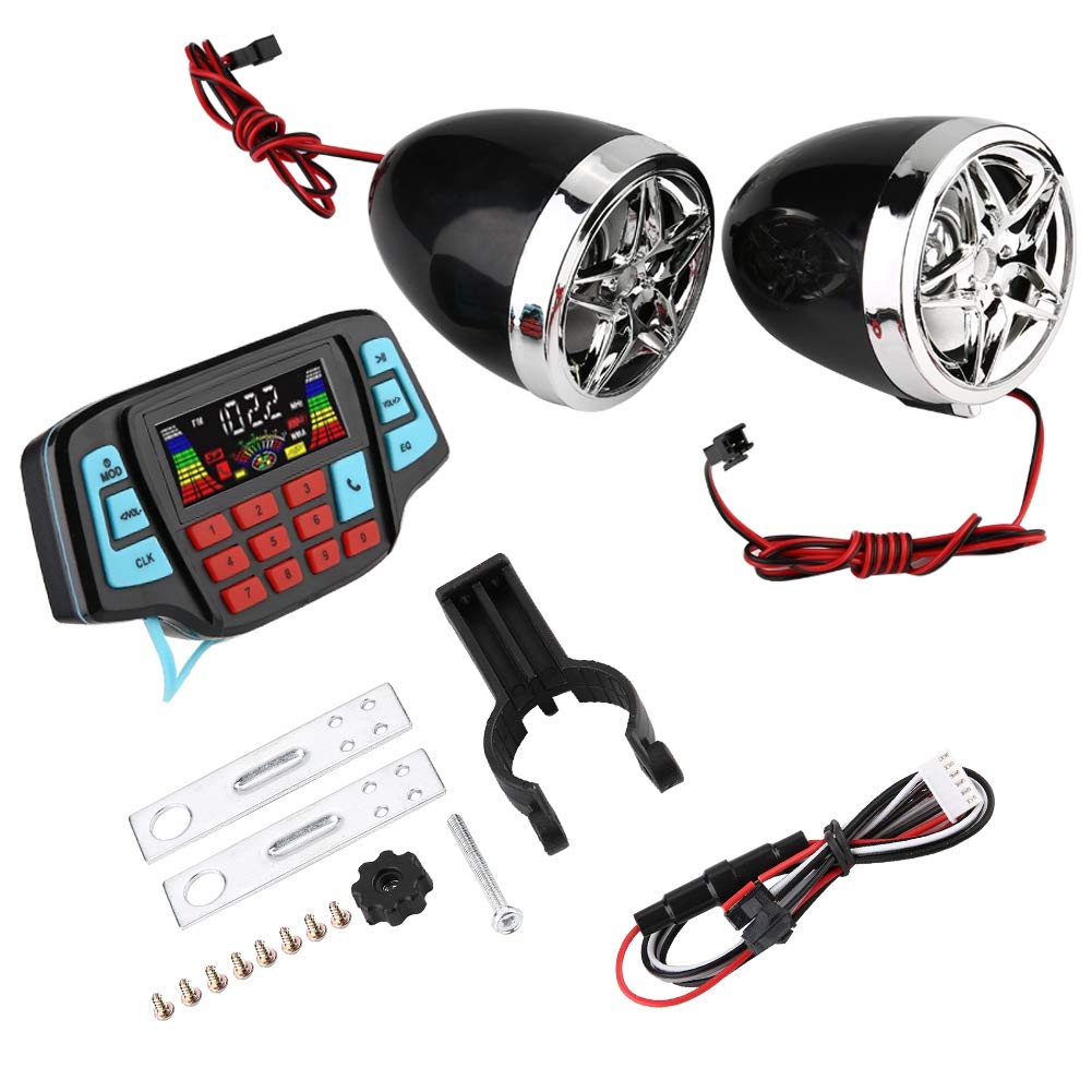 Radio Moto,Altavoces Estéreo De Motocicleta, Impermeable Moto BT Reproductor De Mp3 De Altavoces Estéreo De O Portador De Tarjeta USB TF De Altavoces Estéreo De O