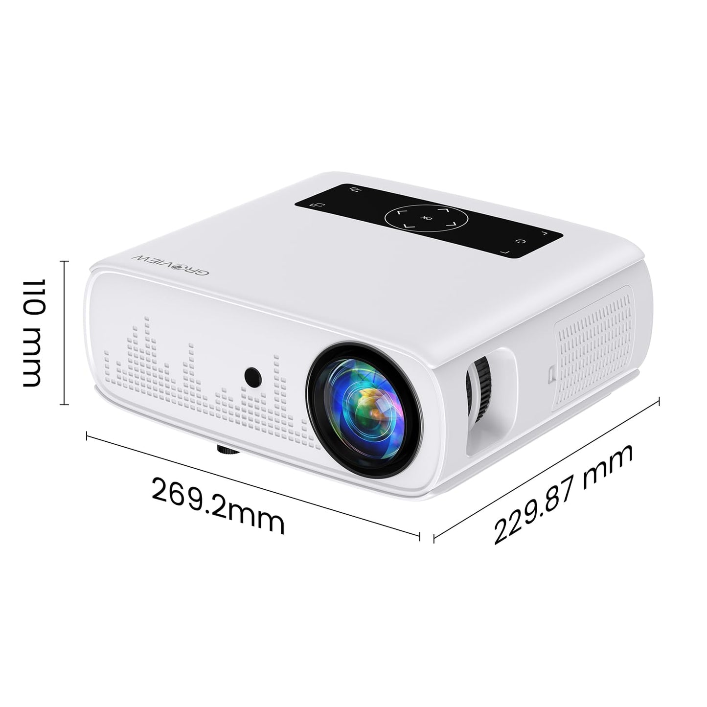 Proyector Groview Blanco FHD 15000lux con WiFi y Bluetooth para Cine en Casa 300'' Soporte 4K para iOS y Android