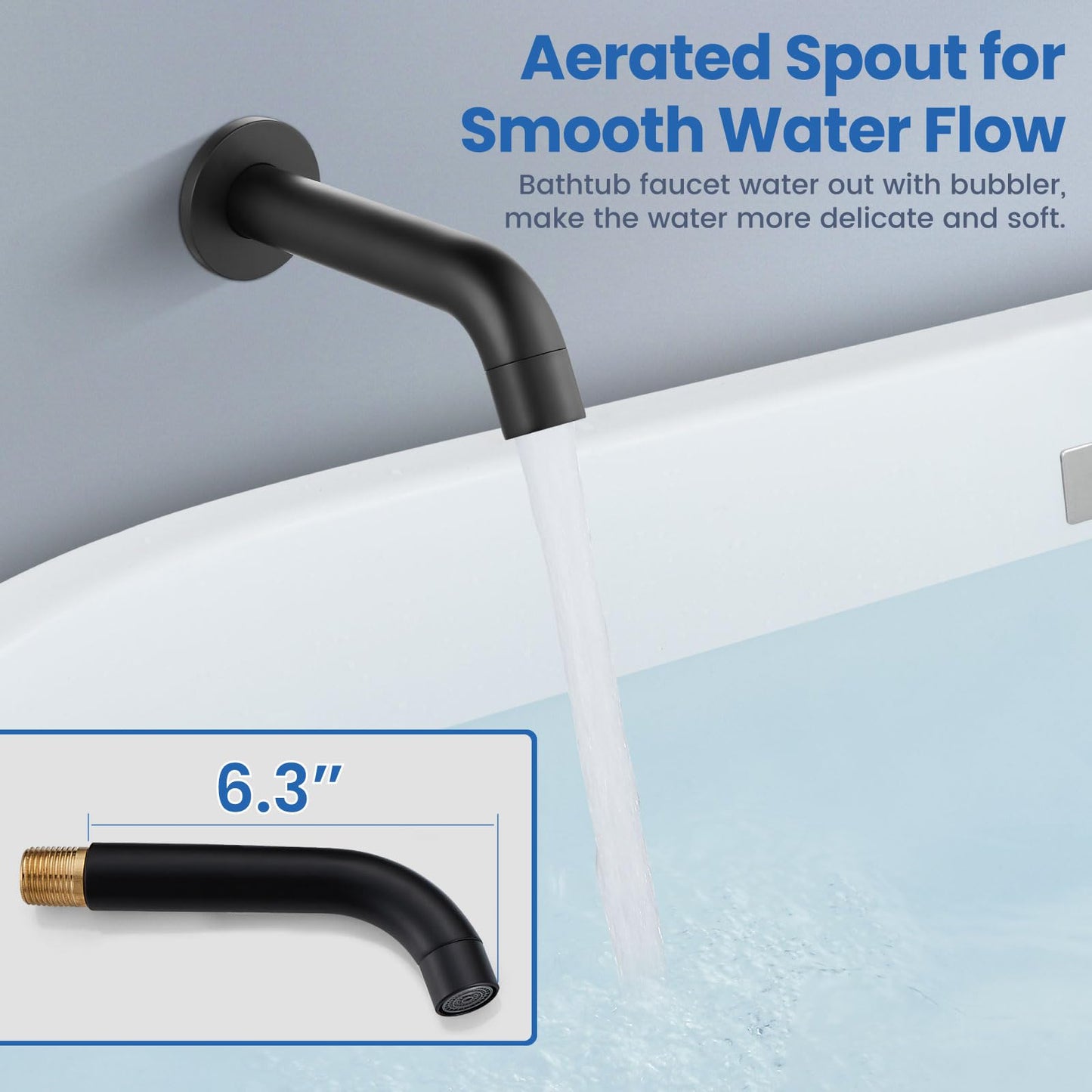 Juego de Ducha Airuida Redondo con Boquilla para Tina y Funciones Combinadas