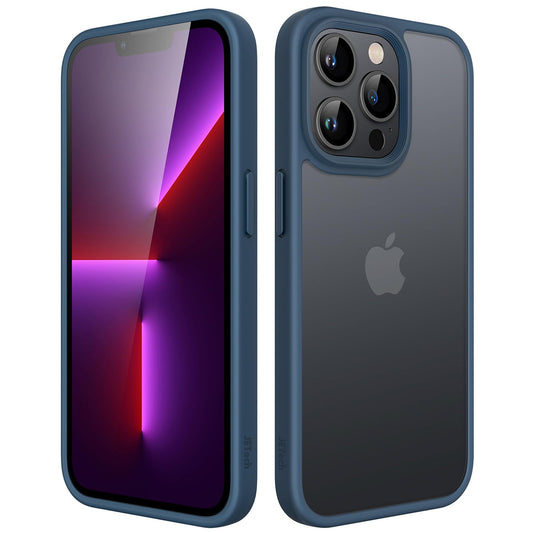JETech Funda Mate para iPhone 13 Pro 6.1 Pulgadas, Protección contra Caídas Grado Militar Antigolpes, Carcasa Trasera Translúcida Esmerilada, Antihuellas (Azul Tormenta)