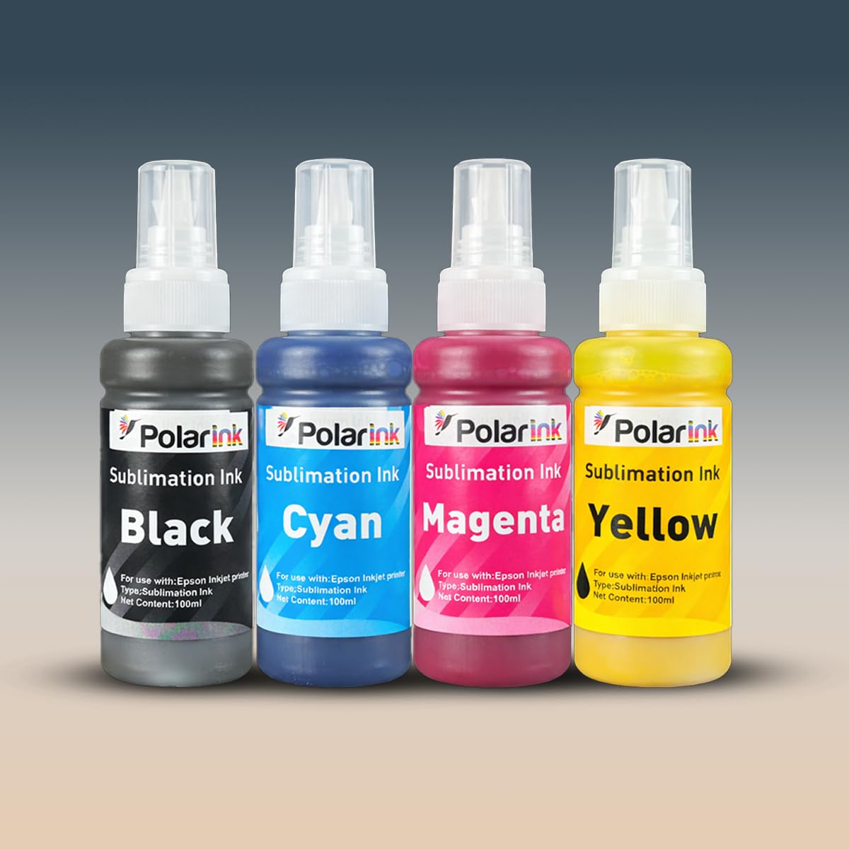 Kit Botellas de Tinta Sublimación POLARINK Negro Universal Compatible para Sublimar