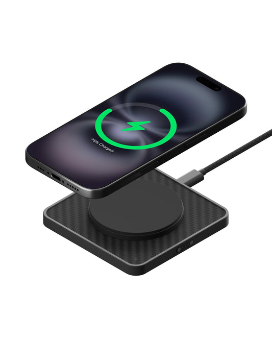 Cargador Inalámbrico Mous Fibra de Aramida MagSafe 15W Qi2 para iPhone y AirPods