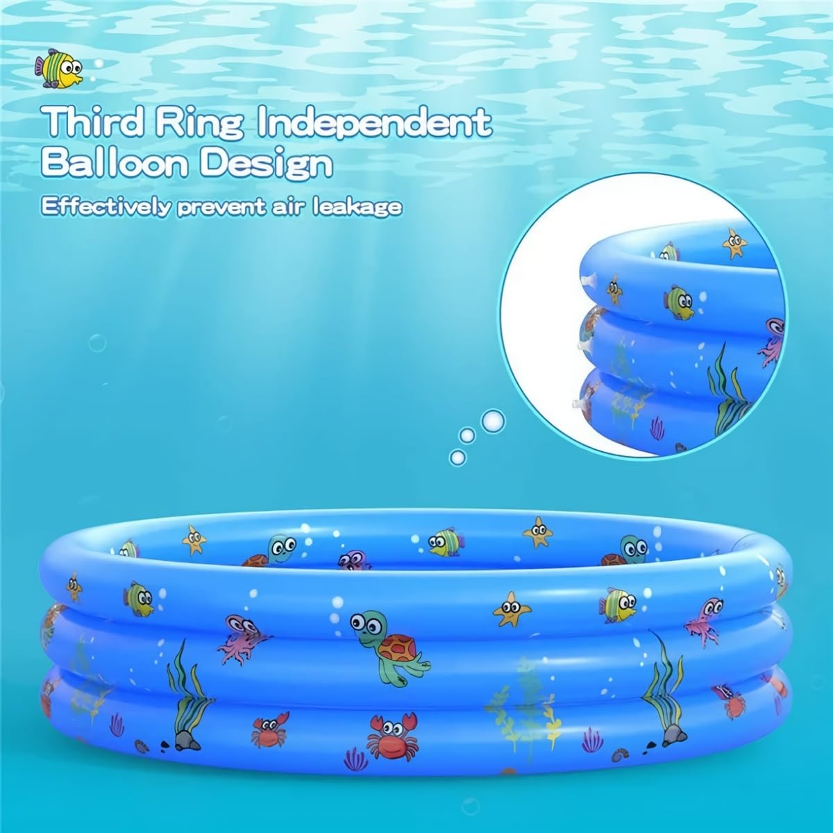 ANNTHOR Alberca Inflable para Niños, Mini Alberca Inflable para Niños, Albercas Inflables para Niños 3 Niveles, Piscina Hinchable Familiar En El Patio Trasero, 130x40cm