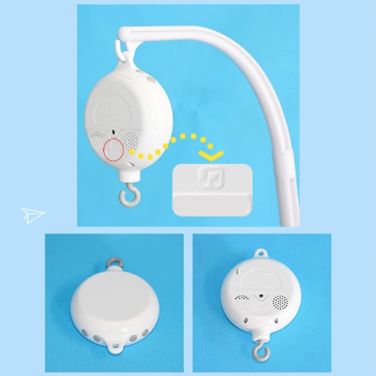 Caja Musical Móvil para Cuna De Bebé, Campana De Cama De Cuna Eléctrica, Crib Mobile Music Box Caja, Juego Musical, 35 Canciones, Juguete Ajustable, Motor Móvil para Regalos De Baby Shower