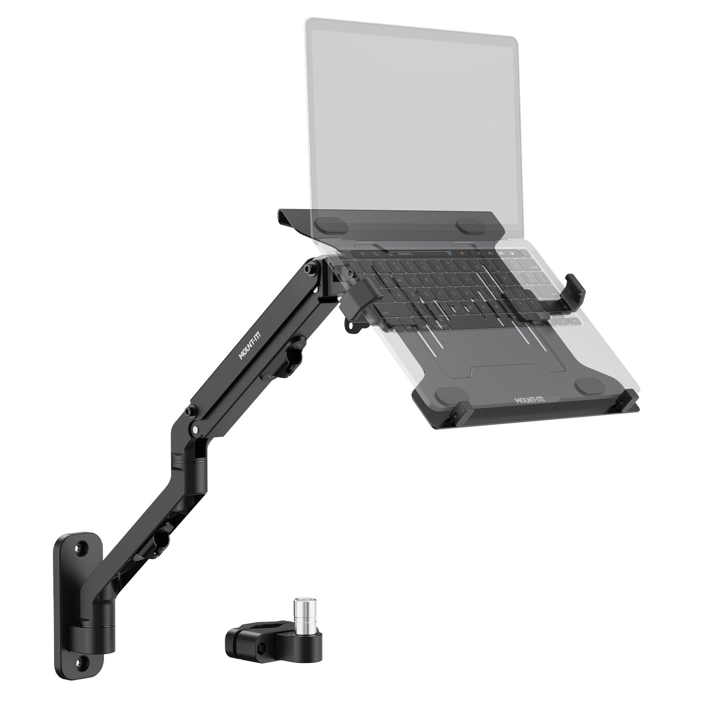 Brazo Ergonómico para Portátil Mount-It! Negro Ajustes de Movimiento Completo y Diseño Versátil