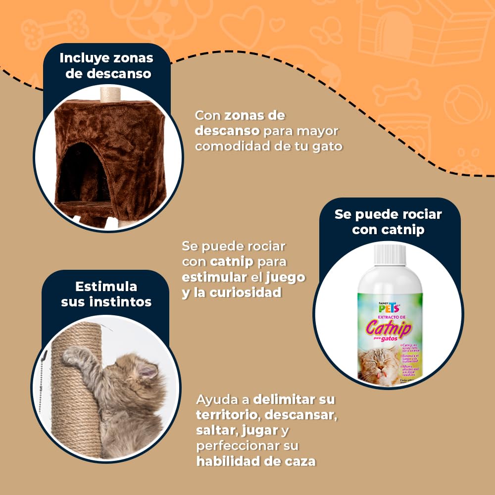 Fancy Pets Mueble/Rascador para Gato Tebas de 140 Centímetros de Altura