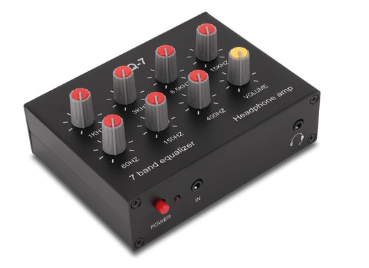 Gugxiom Ecualizador de Sonido de 7 Bandas, Ecualizador Digital de Doble Canal, Ajuste de Graves Altos de 12 DB, Entrada de Salida , Interfaz de Entrada de 3,5 Mm Compatible con