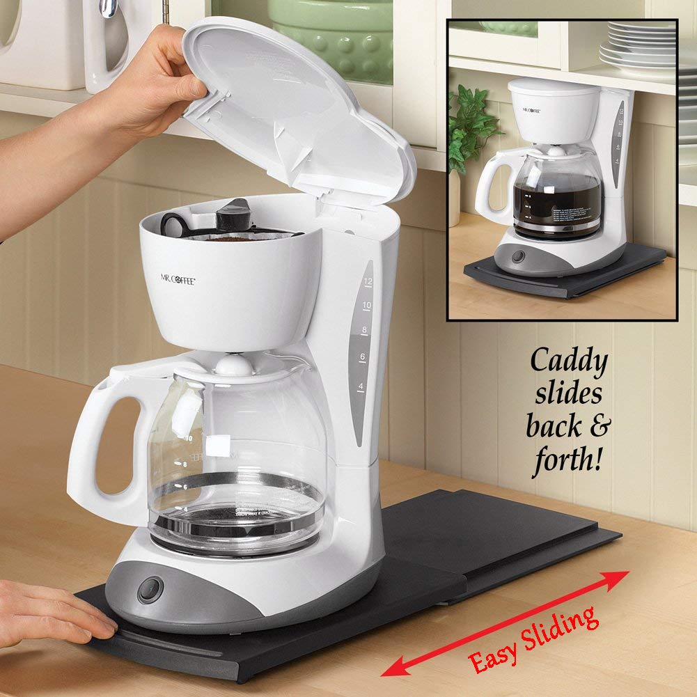 HauSun Práctica bandeja deslizante para cafetera, organizador de electrodomésticos de cocina, soporte para freidora de aire, licuadora, mezclador de soporte, procesadores de alimentos, 1 juego