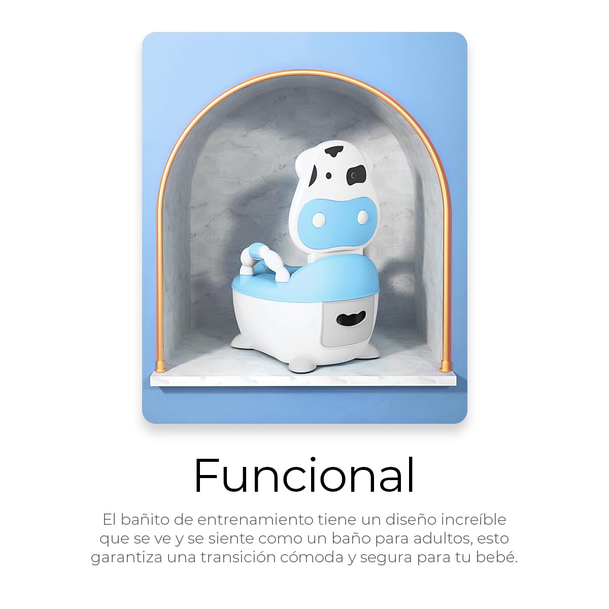 Baño de Entrenamiento Raganet Azul con Asiento Acolchonado y Recargaderas para Bebés en Etapa de Desarrollo