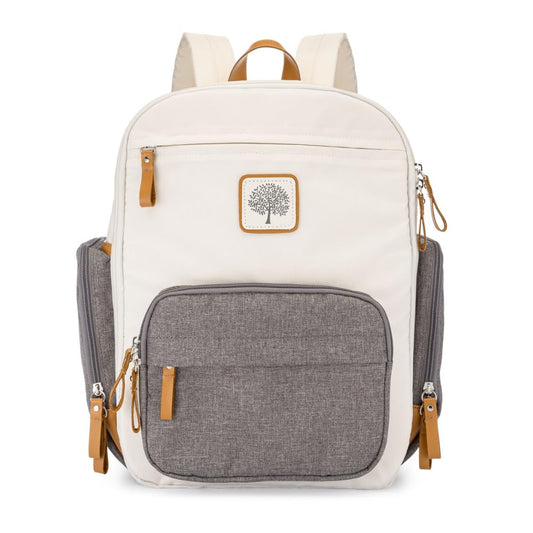 Mochila Pañalera Parker Baby Co. Crema Multifuncional con Cierre Completo y Bolsillos Térmicos para Mamá y Papá