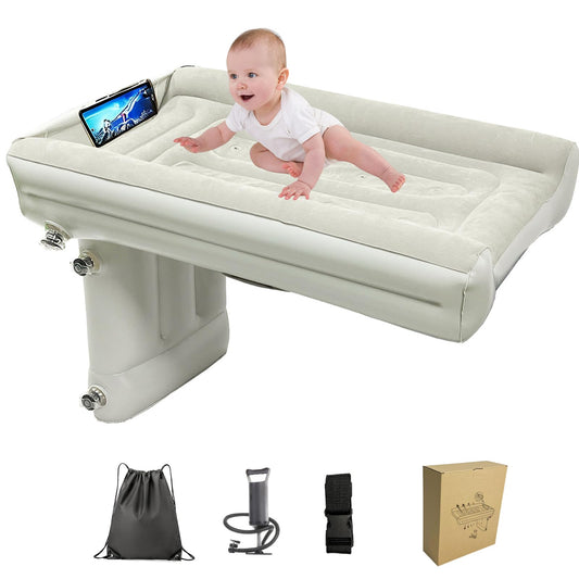 YISHEN Cama Inflable de Viaje para Niños, Cama Portátil para Bebés con Laterales de Seguridad, Ligera y Compacta, Ideal para Viajes en Avión, Incluye Bomba Manual y Bolsa de Almacenamiento