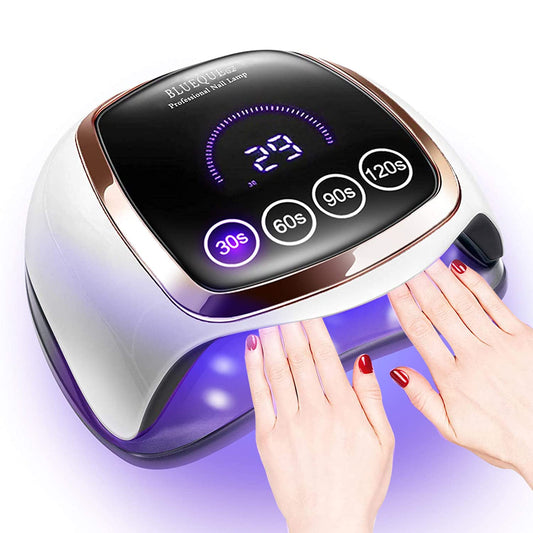 Lámpara de uñas LED de gel UV, lámpara de uñas LED UV de 168 W, secador de uñas para esmalte de gel con 4 configuraciones de temporizador, sensor automático y pantalla táctil LCD, lámpara de curado de luz de esmalte de gel profesional para uso en el hogar