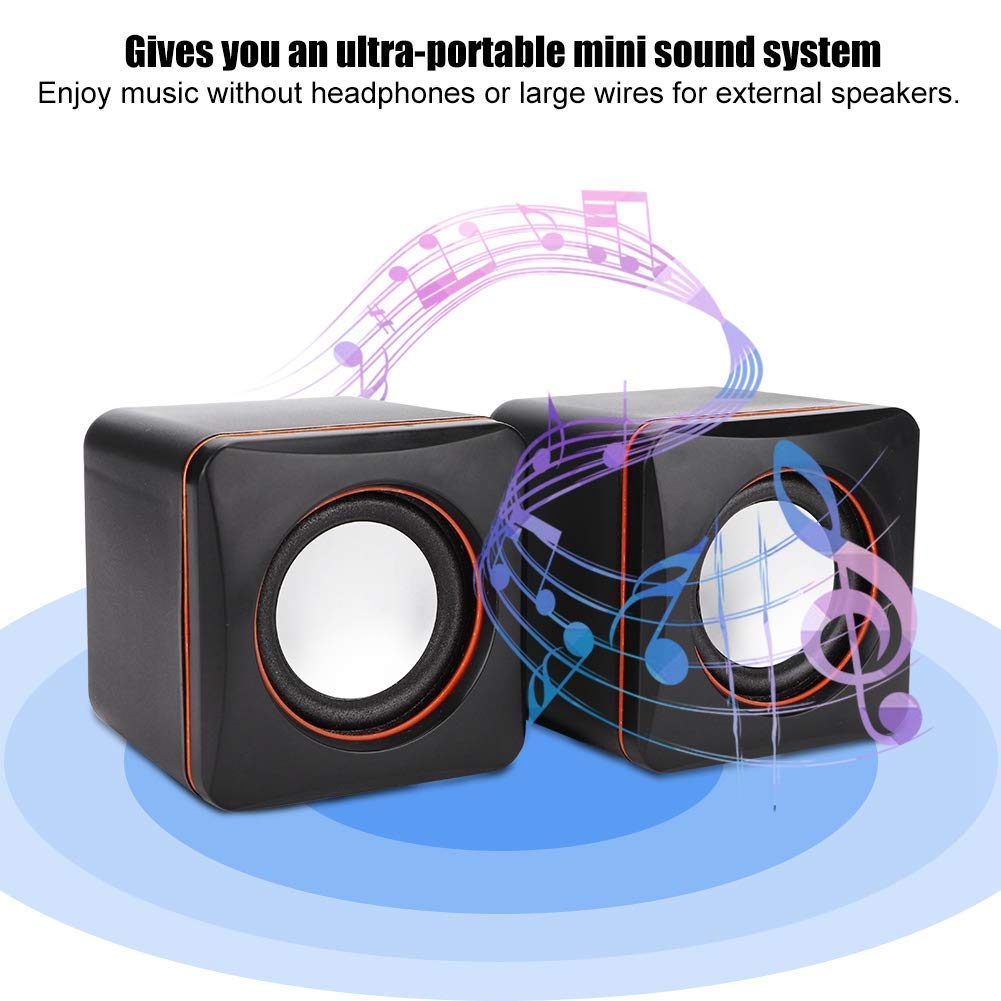 Oumij Altavoces de La Computadora Mini Cube USB Stereo 3.5mm Jack Altavoz con Cable para Computadora de Escritorio PC Portátil Altavoces Portátiles de Escritorio(Dual Track)