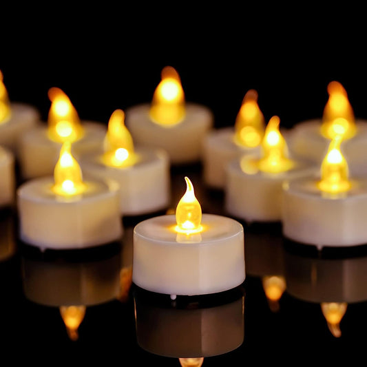 Anziner - Paquete de 100 velas de té LED sin llama realistas y brillantes que duran 200 horas más largas que funcionan con pilas, luces de té eléctricas para bodas, Halloween, Navidad (amarillo