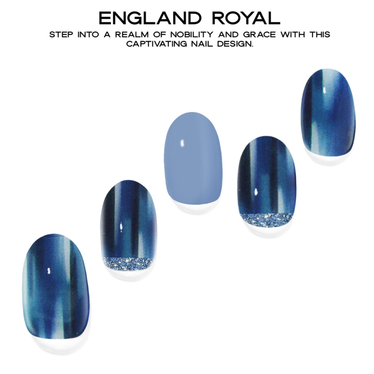 Tiras de Uñas de Gel Adora Couture Azul Brillante con Purpurina para Mujer