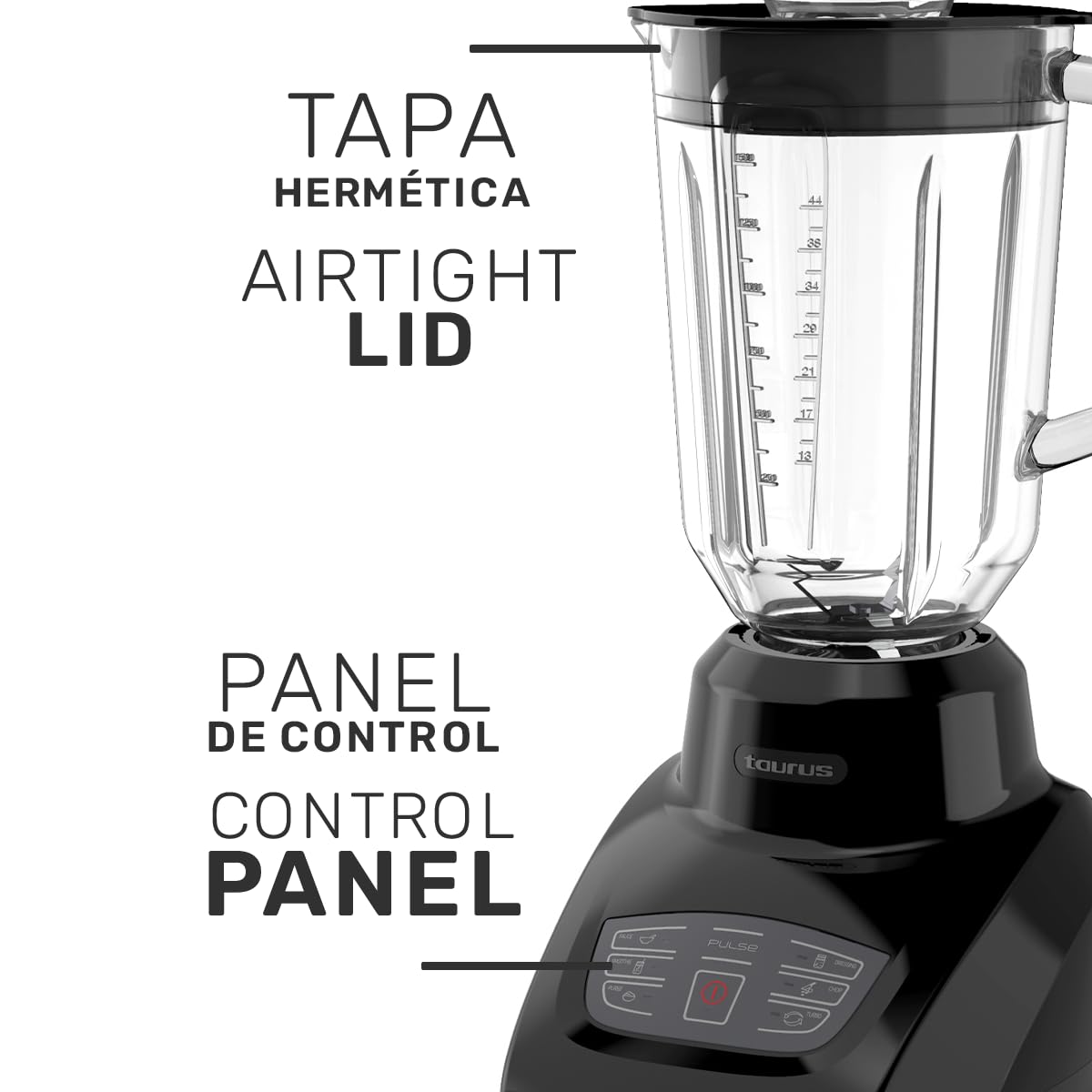 Licuadora Taurus Sevilla Vidrio Touch 1.5L 550 Watts 5 Programas Turbo Pulso LED EASY-FIT