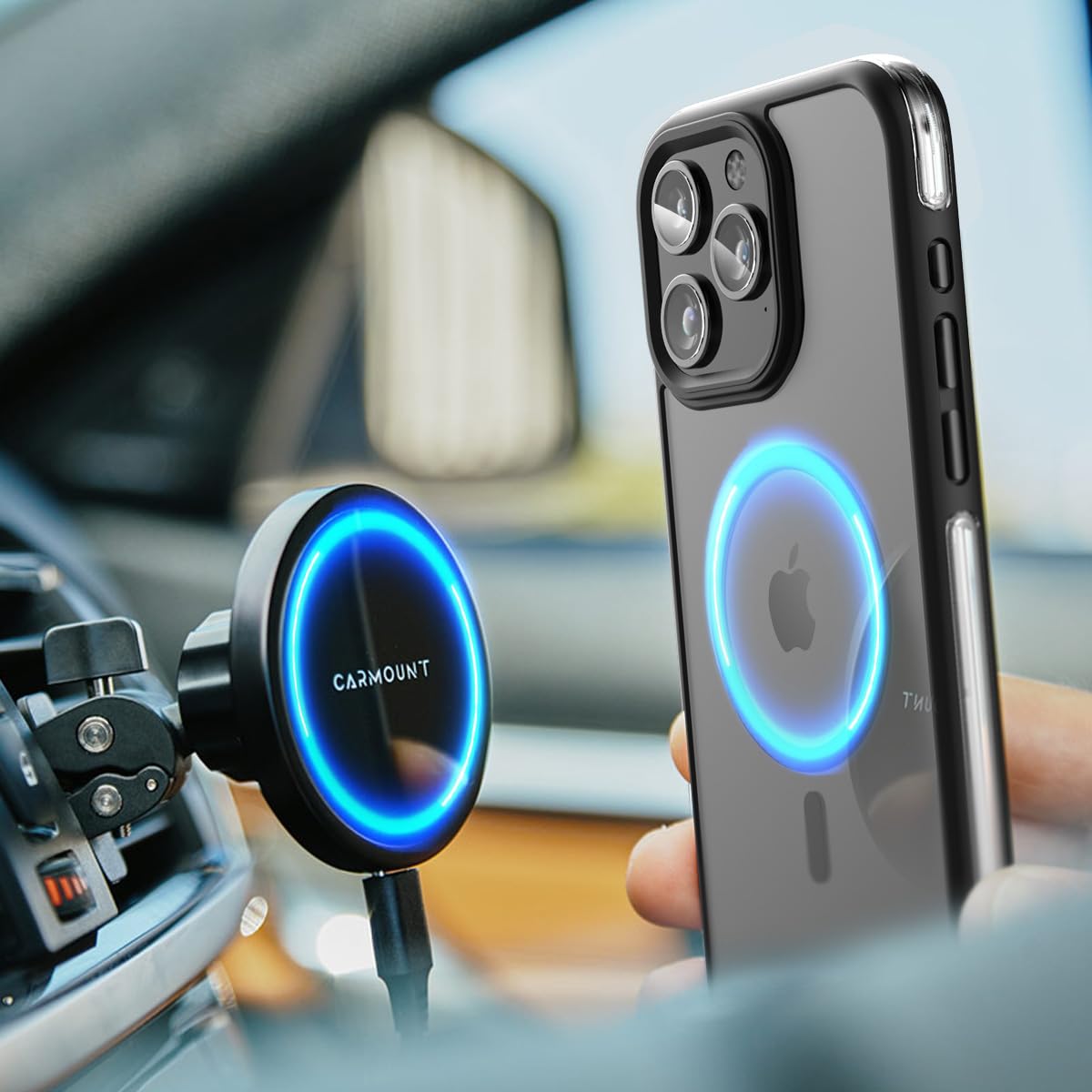 Funda para iPhone 15 Pro MAX Encased Transparente Magnética con Clip de Cinturón y Carcasa Antigolpes Compatible con MagSafe