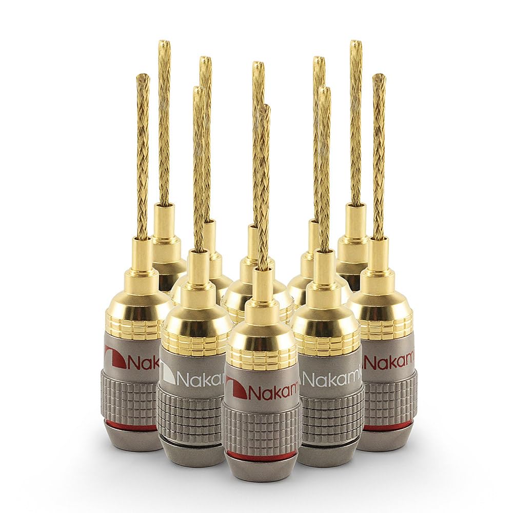 Conectores Plátano Nakamichi Gold de 24K Excel Series para Terminales de Clip de Resorte y Amplificador