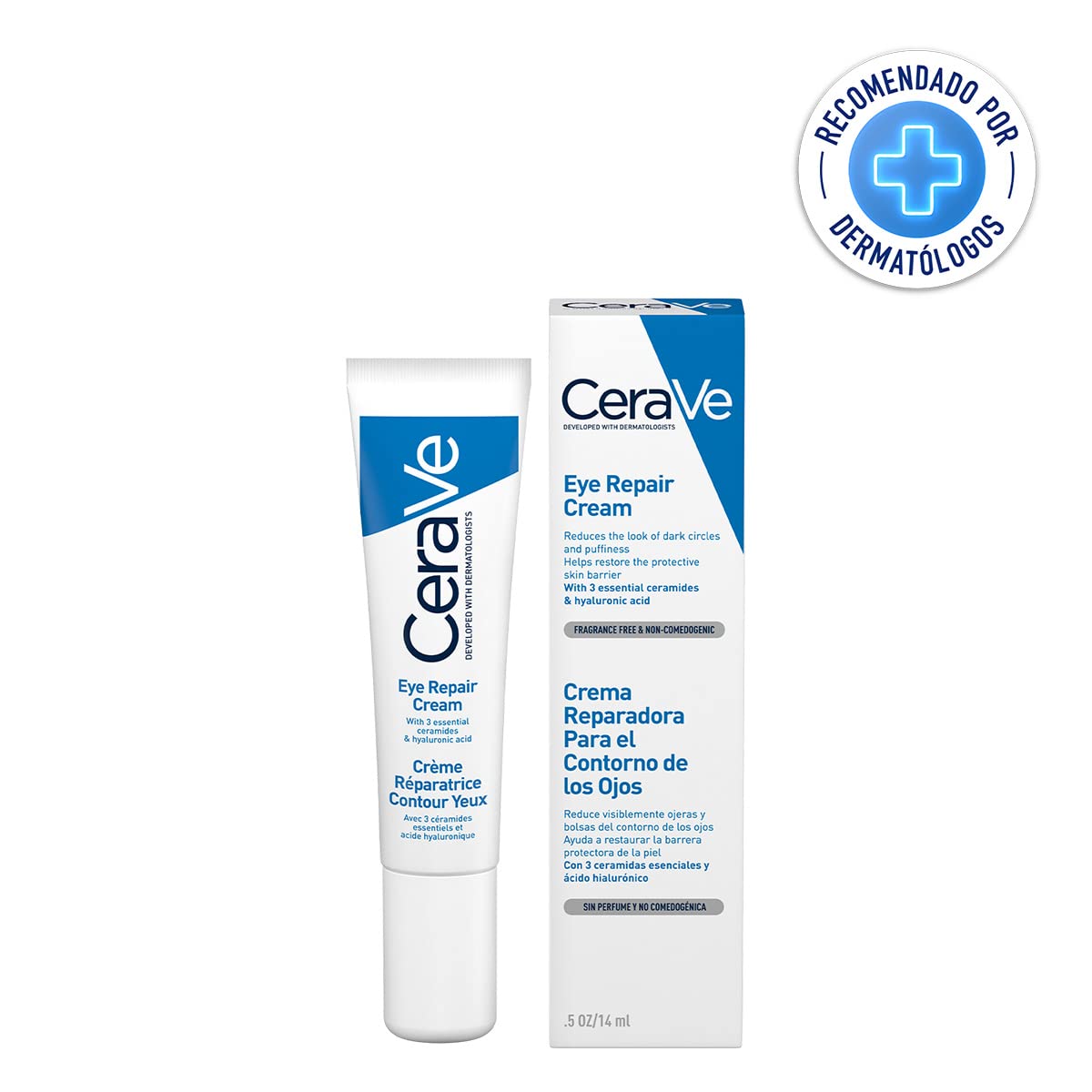 CeraVe Gel Limpiador Espumoso |473ml| Limpiador diario para piel mixta grasa o con acné + Crema Reparadora para el Contorno de Ojos |14gr| Crema hidratante de ojos para bolsas y ojeras