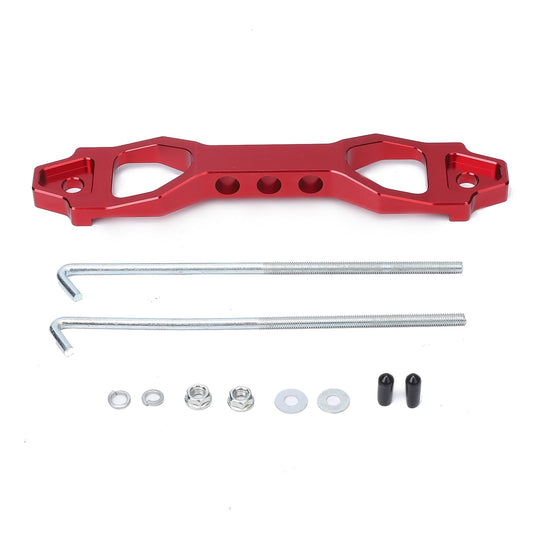 Elvaesther - Juego de sujeción de batería, soporte de sujeción de batería resistente con soporte de aluminio billet con pernos J para montaje en batería de coche, accesorios de bloqueo de sujeción,