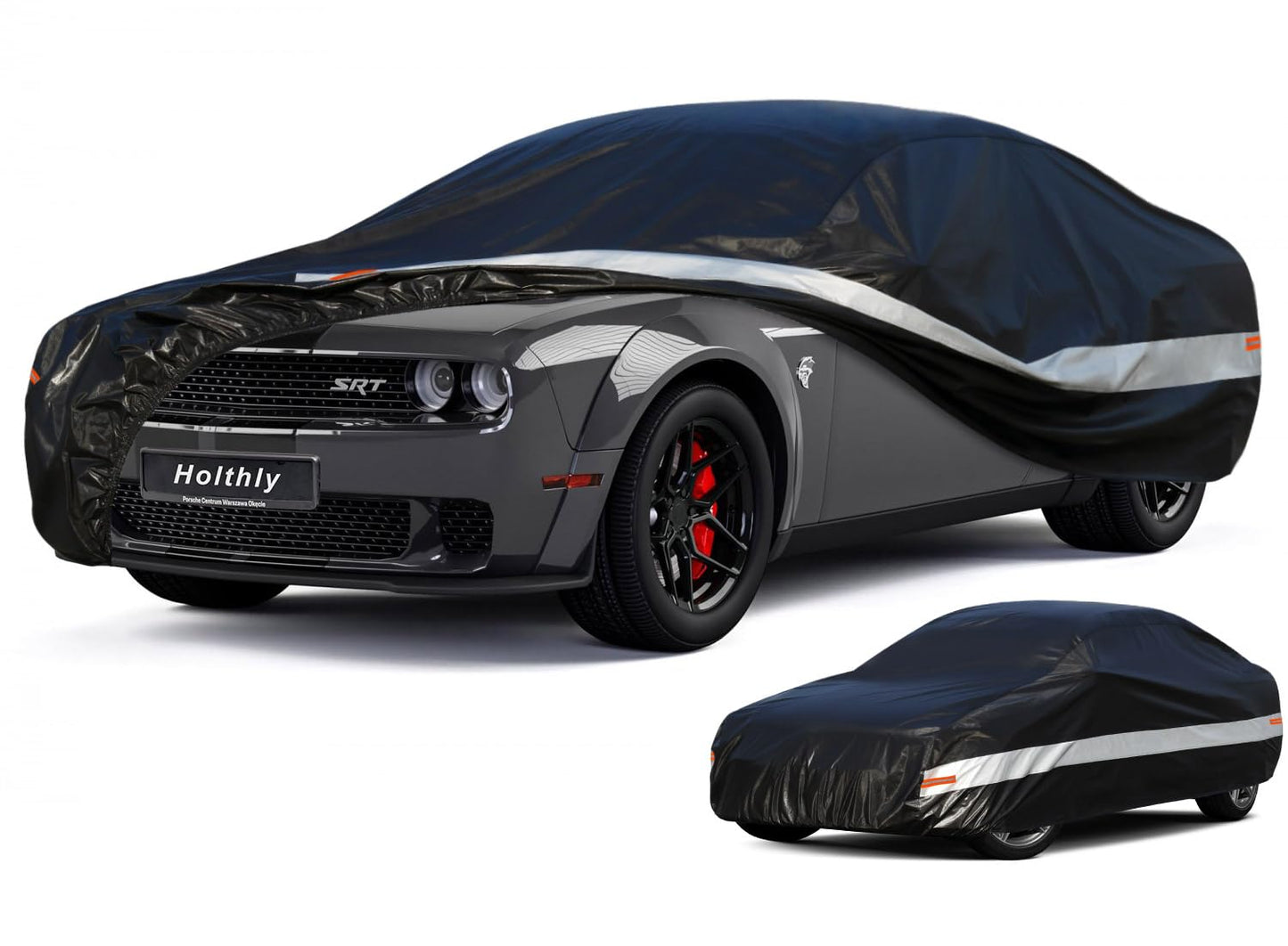 Holthly Funda de Coche de para Dodge Challenger SRT Hellcat Demon, Fundas de Coche para automóviles para Todo Tipo de Clima, Impermeable, protección contra el Sol, la Nieve, la Lluvia, el Viento, el