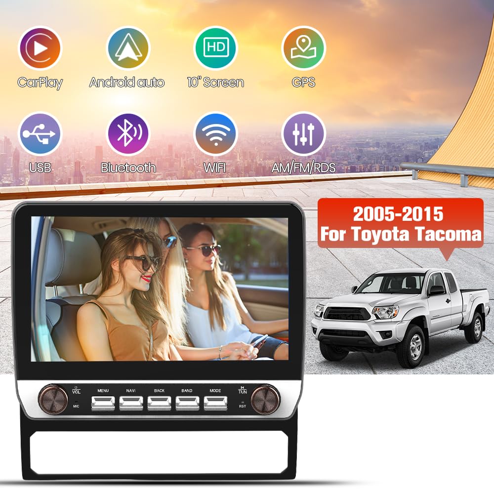 Estéreo de Coche Android para Tacoma 2005-2015, 5G WiFi Tacoma Radio de Coche CarPlay Android Auto Am FM