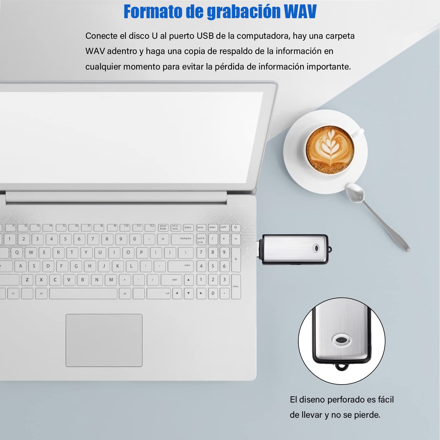 DEKITA Mini Grabadora de Voz Audio Microfono Espia USB Dura mas de 15 Horas, 8Gb