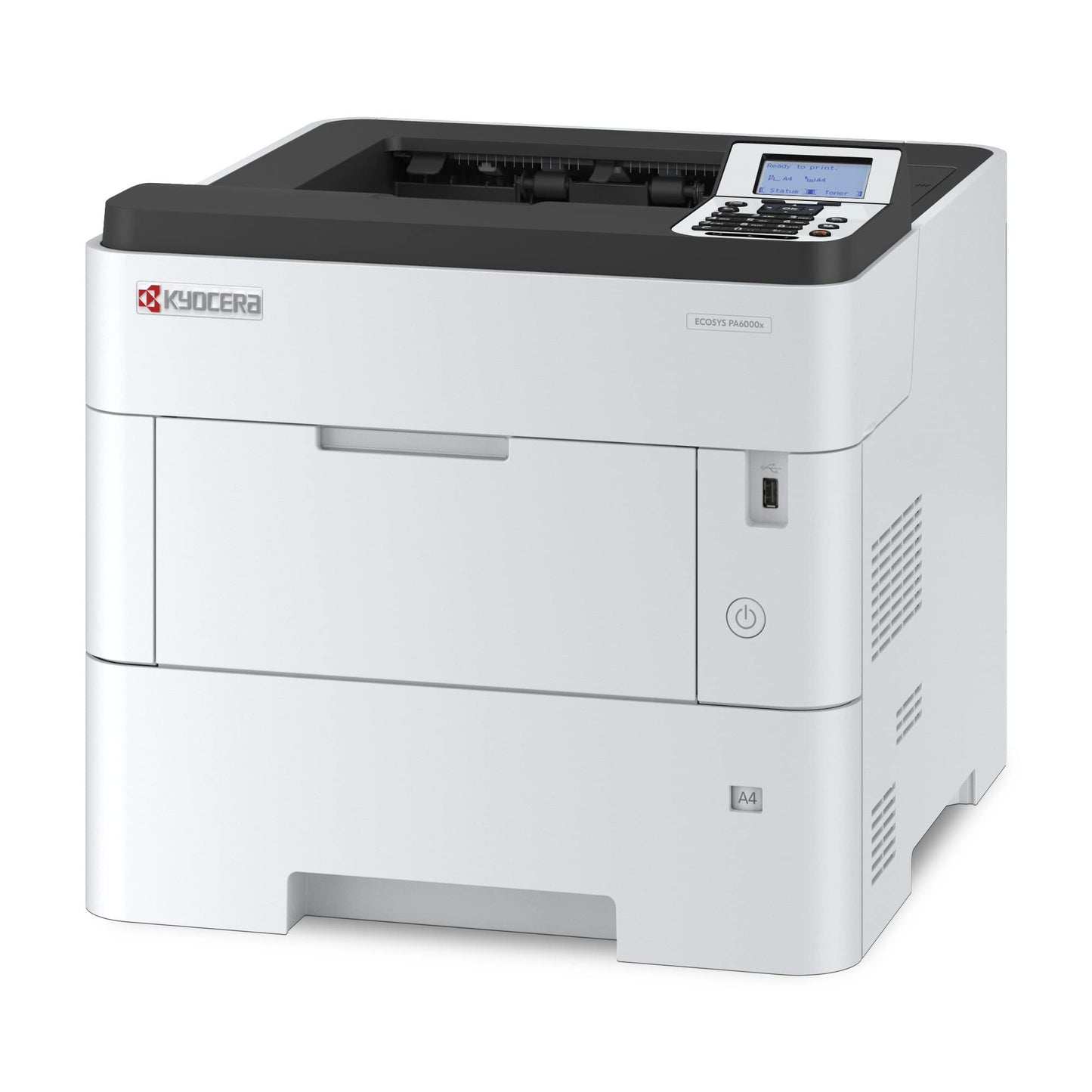 KYOCERA ECOSYS PA6000x Impresora láser monocromática, 62 ppm, 600 x 600 ppp y hasta 1200 ppp, bandeja de 600 hojas, MPT de 100 hojas, dúplex, LCD de 5 líneas con panel de llave dura, Gigabit Ethernet,