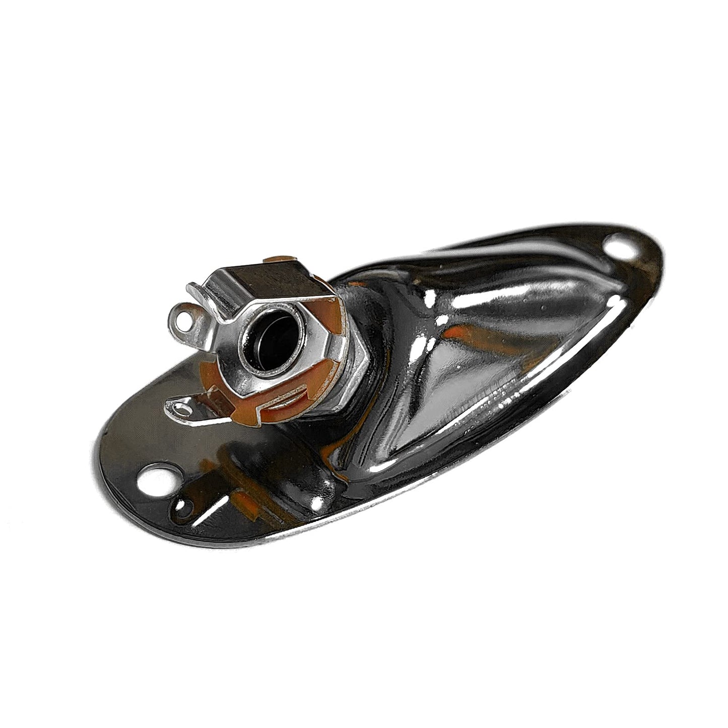 SAPHUE - Placa de entrada para guitarra, estilo barco, 1/4 pulgadas con tornillos para Fender Stratocaster Strat St overol guitarra eléctrica para piezas de repuesto de guitarra eléctrica (negro)