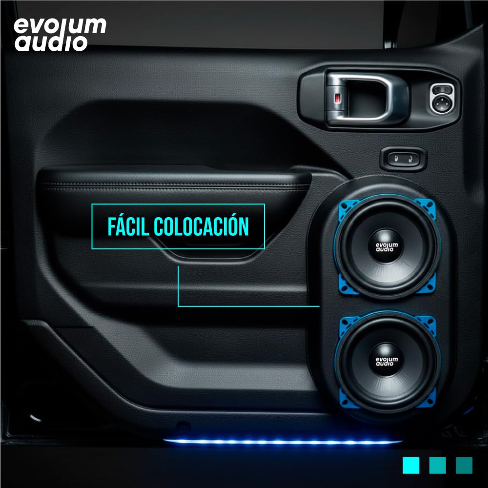 Evolum Audio - Kit Bocinas Medio Rango - Sonido Claro y Potente - Cono de Papel de Titanio - Potencia RMS de 100 W - Materiales de Calidad - Fácil Instalación - Modelo Open Show (4 in)