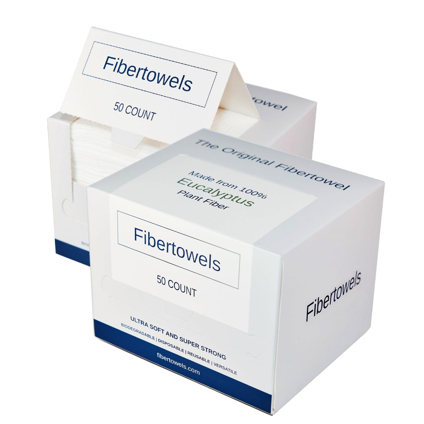 FIBERTOWELS Toallitas Faciales Desechables, Ultrasuaves Y Súper Resistentes, Biodegradables Y Reutilizables, Toallitas Desmaquillantes, Toalla Limpia Desechable, 10 X 12", Nuevo Paquete Doble de 100 U