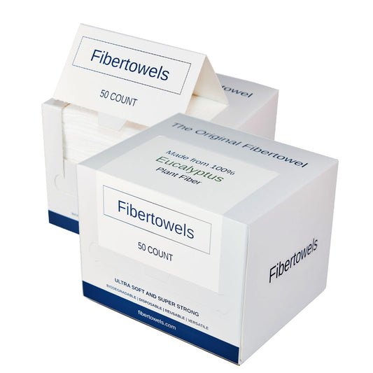 FIBERTOWELS Toallitas Faciales Desechables, Ultrasuaves Y Súper Resistentes, Biodegradables Y Reutilizables, Toallitas Desmaquillantes, Toalla Limpia Desechable, 10 X 12", Nuevo Paquete Doble de 100 U