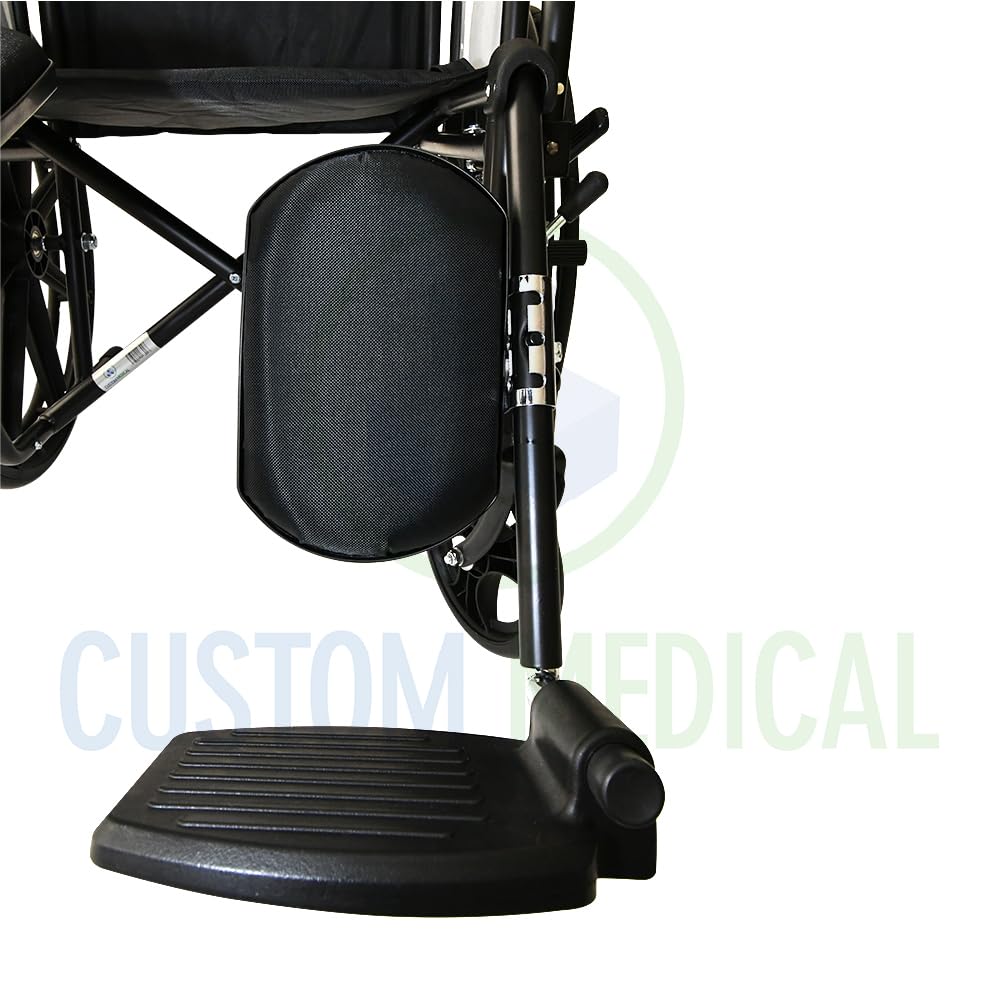 CUSTOM MEDICAL Silla de Ruedas de Lujo Folding Brazo Abatible Tipo Escritorio con Elevapiernas Ajustables y Desmontables Negro