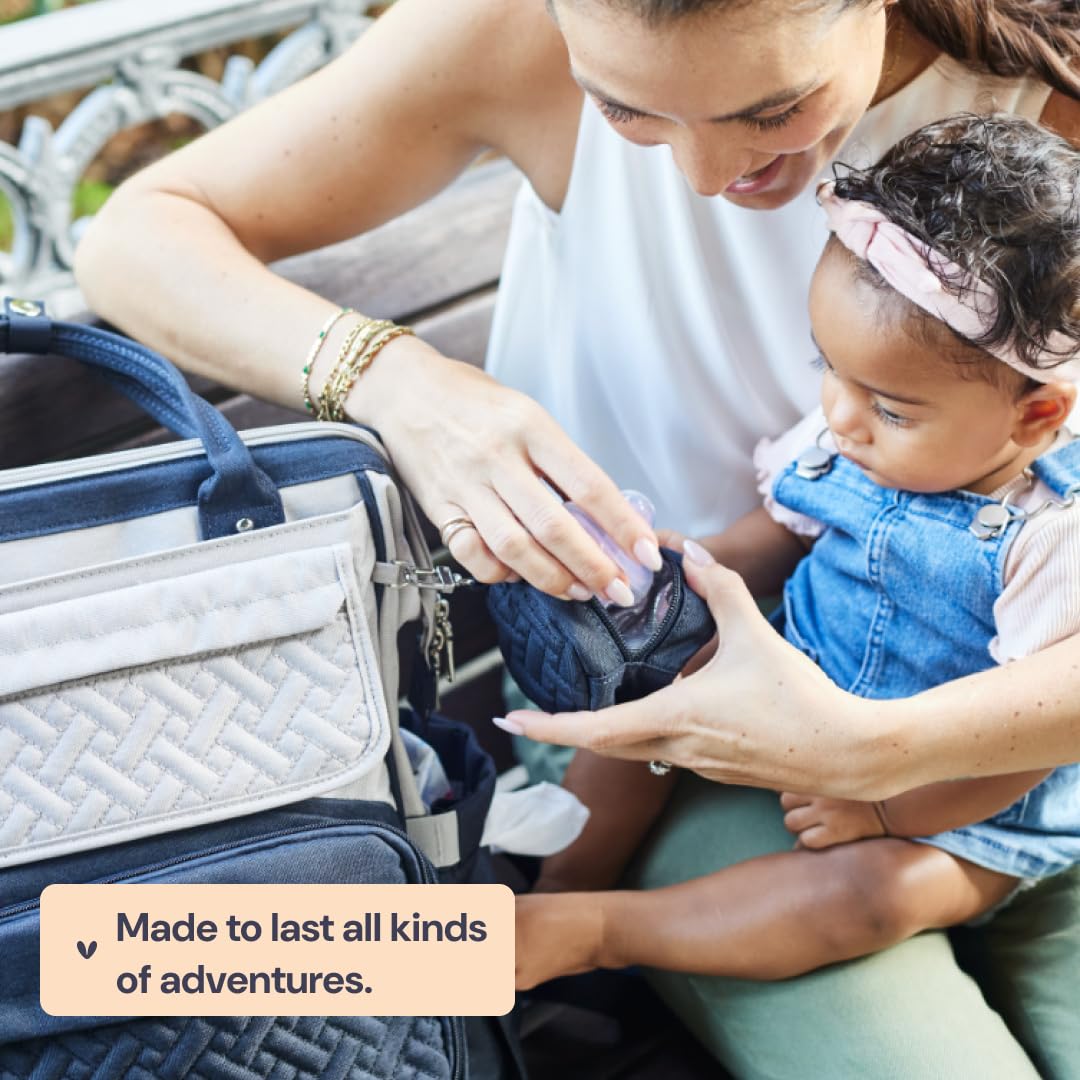BabbleRoo - Mochila para pañales, bolsas grandes multifunción con cambiador y correas para carriola, estuche para chupete, unisex, elegante, mochila de viaje para mamás, papás (gris piedra)