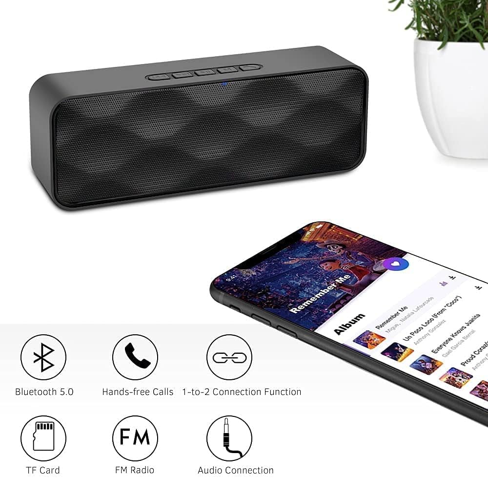 SOYTO Bocina Bluetooth Portátil, Altavoz portátil Bluetooth 5.0 con Sonido estéreo, Ranura para Tarjeta TF, FM y micrófono incorporados, Altavoces portátiles para Exteriores y Viajes