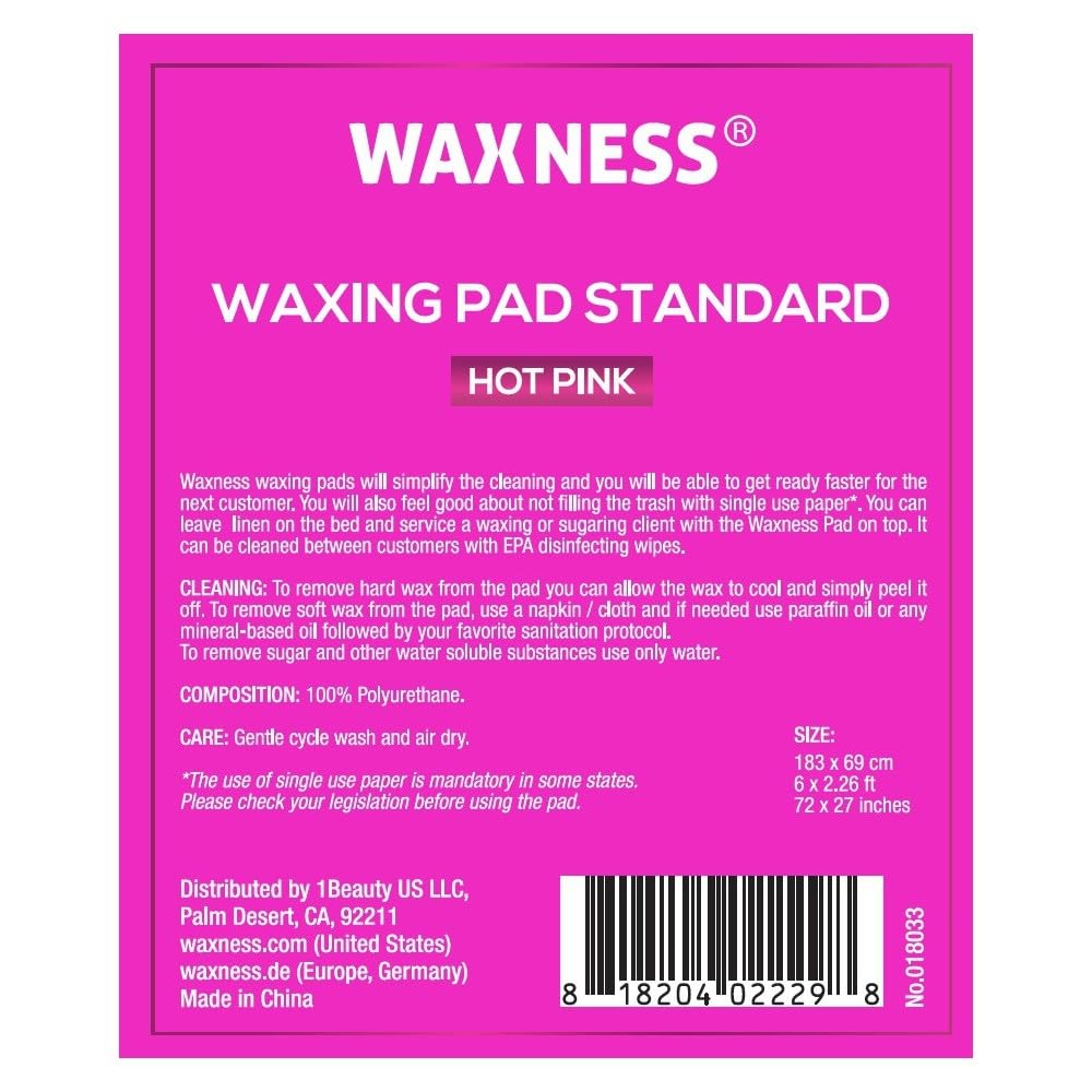 Waxness Base de azúcar y cera no adhesiva estándar de 1,83 m x 0,69 m, color rosa fuerte, no pegajoso y almohadilla de cera estándar, mineral francés