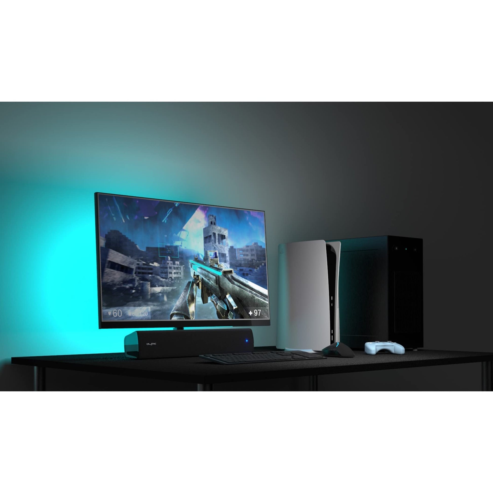 Creative Stage Air V2 2.0 Altavoz portátil con Barra de Sonido Bluetooth - 10 W RMS - Negro (reacondicionado)