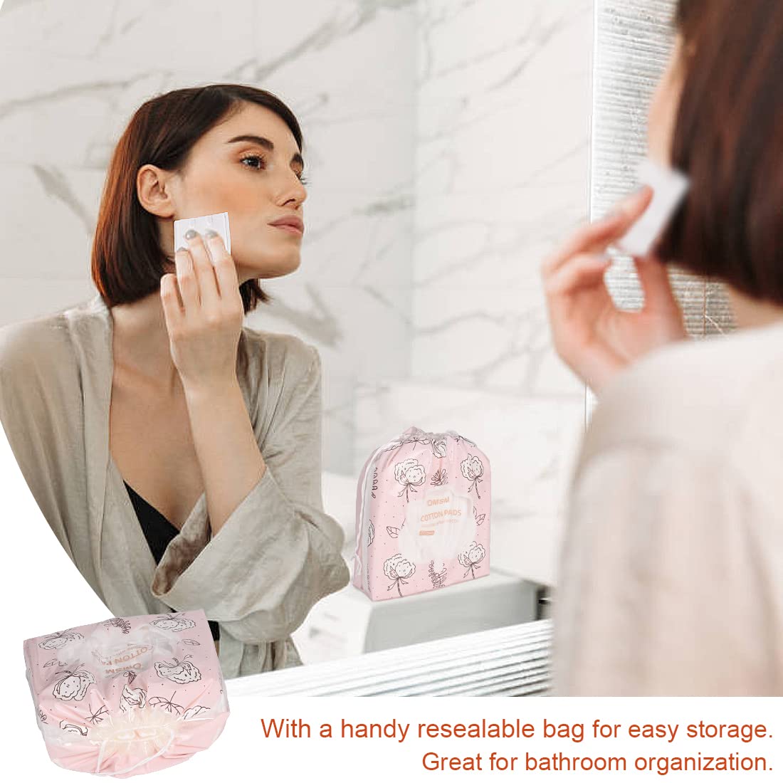 Almohadillas Cosméticas de Algodón 100% Natural Doble Cara para Removedor de Maquillaje