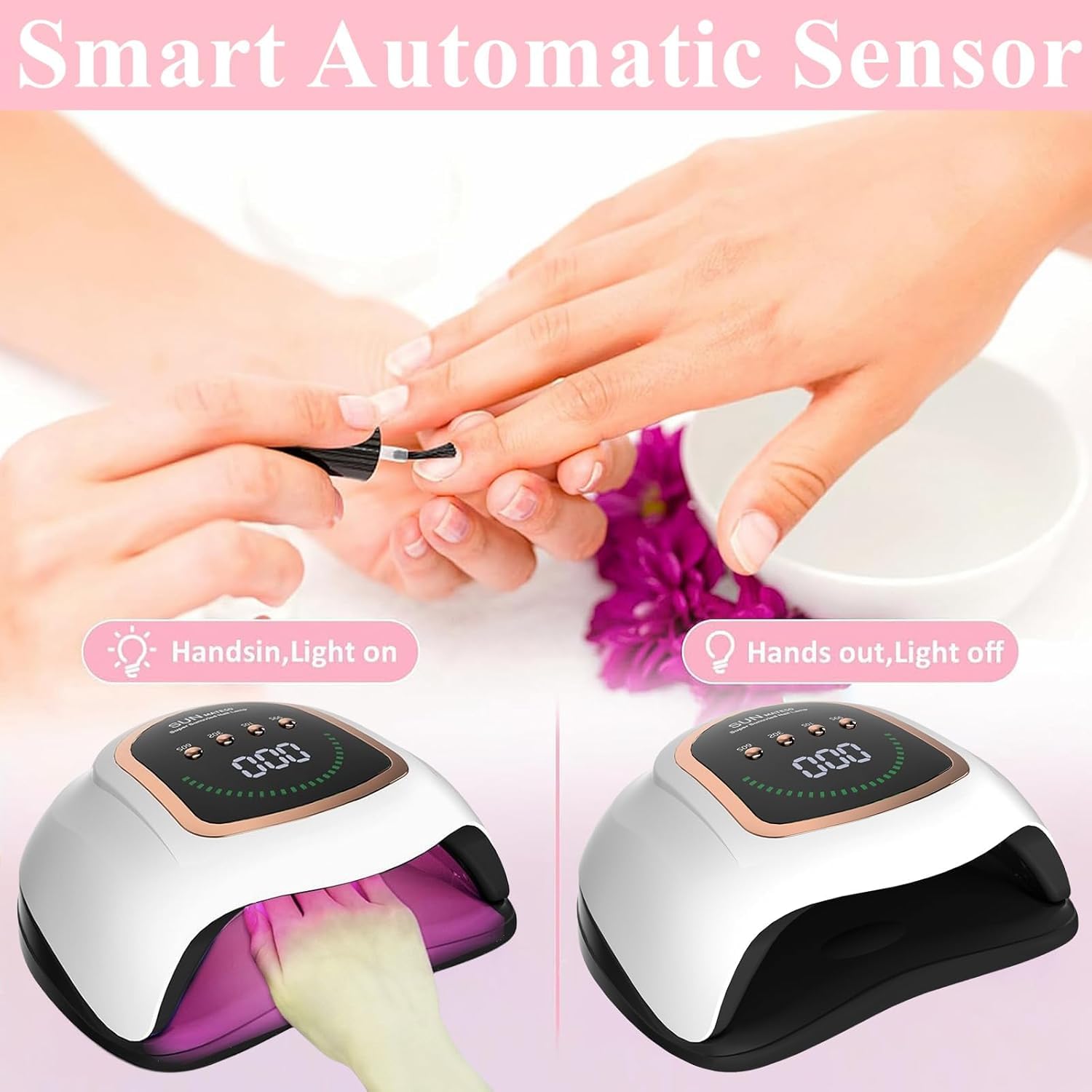 Lámpara de Uñas, 42 LED Secador de Uñas Profesional UV Lámpara de Uñas LED con 4 Ajustes de Temporizador, Pantalla LCD, Herramientas de Decoración de Uñas, Uso en el Hogar