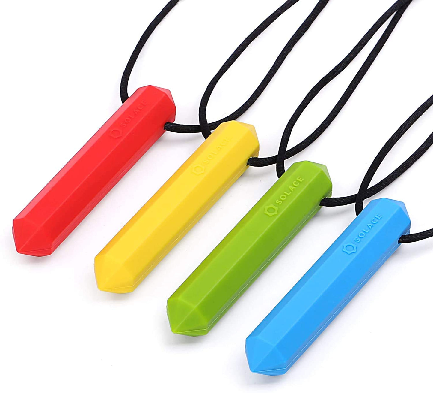 Collar de masticar para niños y niñas de Chede Sensory – Collar de masticación para niños con ADHD de autismo – Chewy Oral Chewing Toys – Paquete de 4 piezas de cristal por Solace