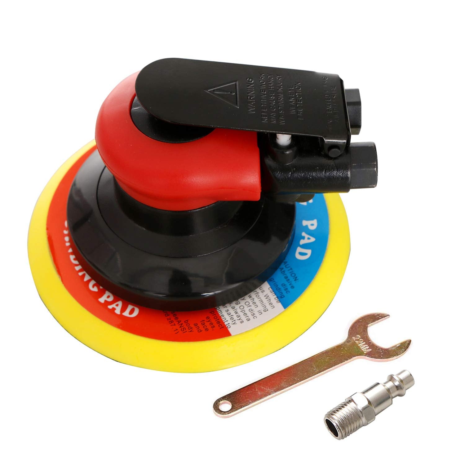 Lijadora de palma orbital de aire profesional de 6 pulgadas con 1 placa de respaldo de 15 cm, lijadora neumática de doble acción resistente