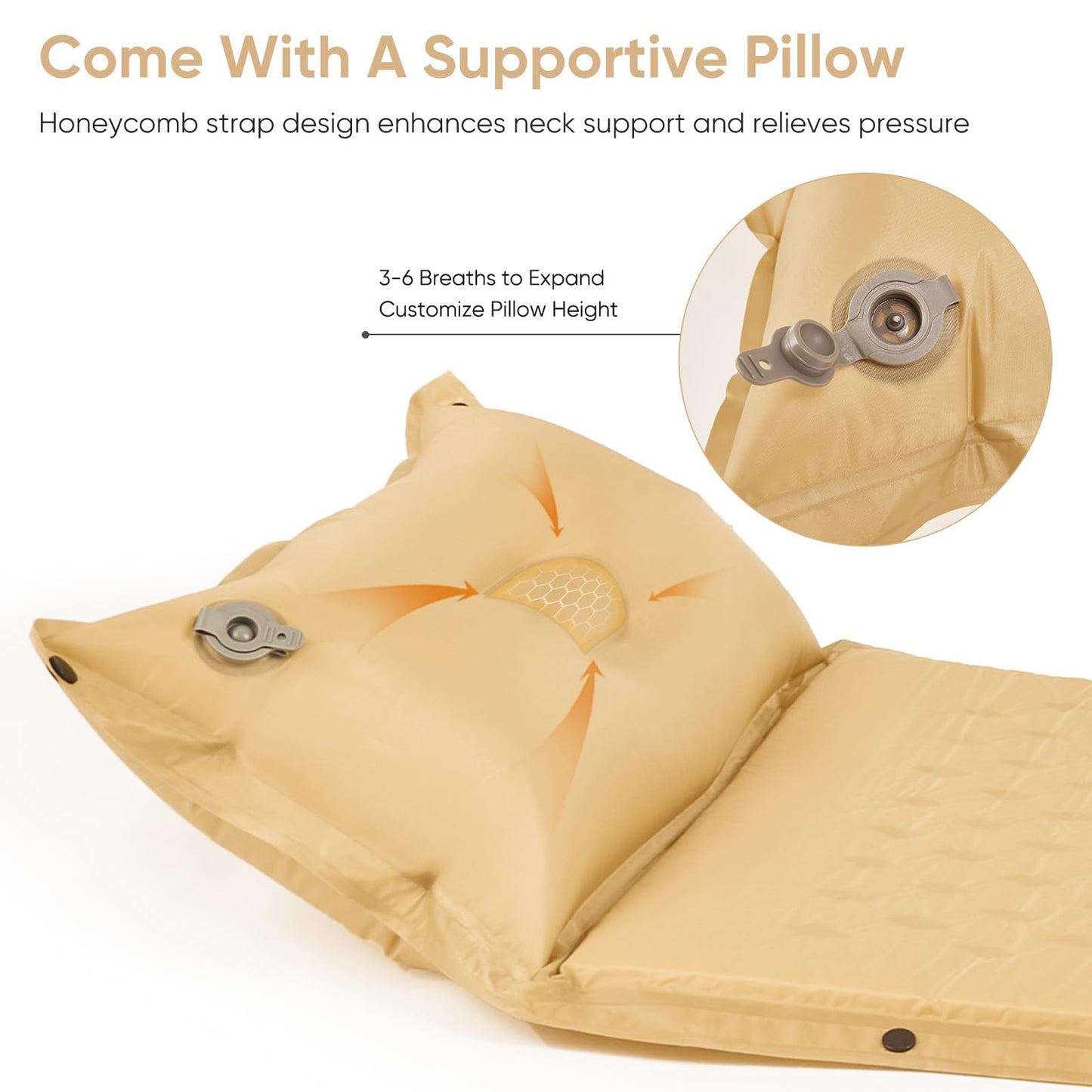 Naturehike - Cojín de Dormir autoinflable, Ultraligero de Espuma viscoelástica con Almohada, inflado rápido, Almohadilla de Dormir para Senderismo, Caravana, Camping, matrimonial, Amarillo