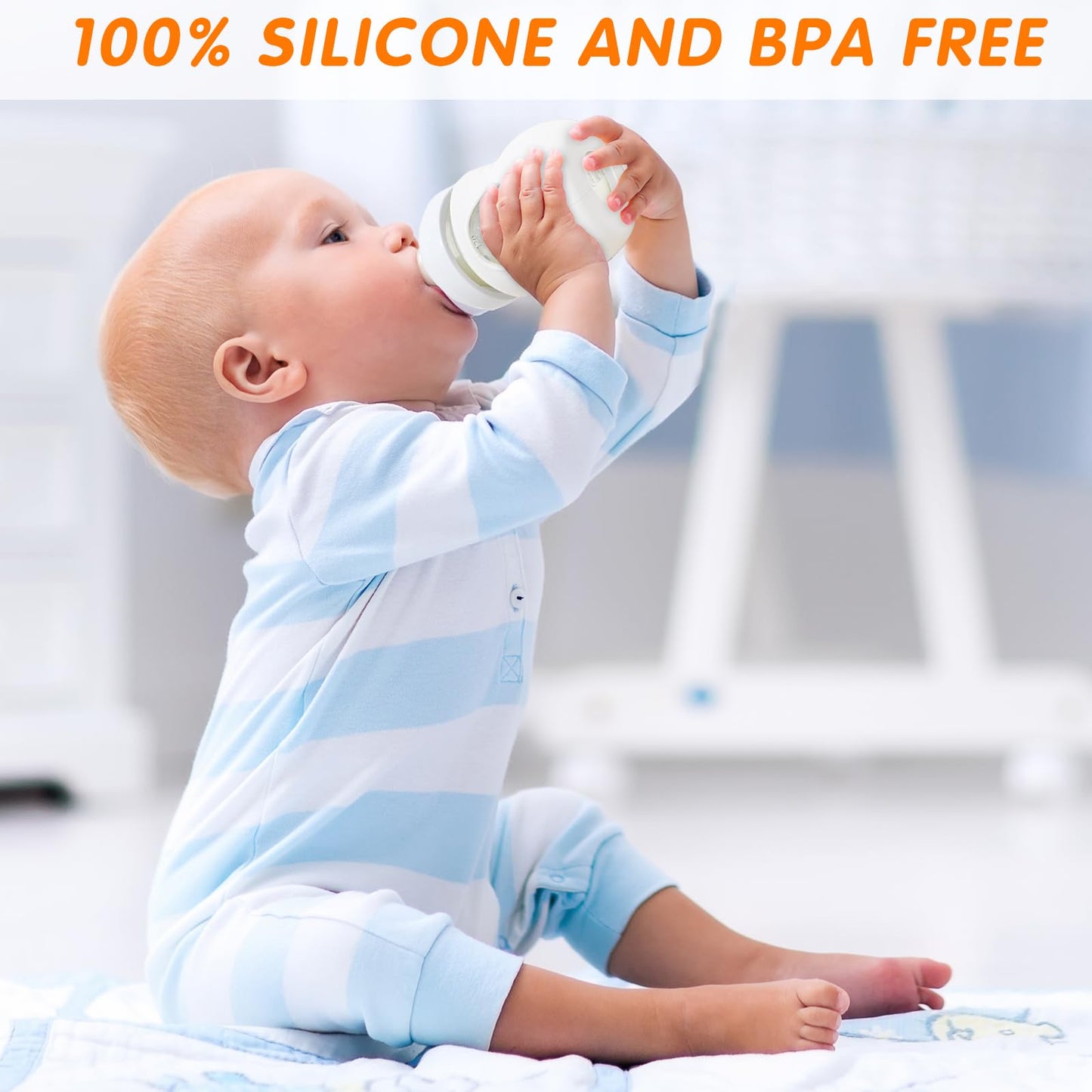 Fundas de silicona para biberones de vidrio natural Avent, paquete de 4, cubiertas a prueba de roturas, antiflujo, compatibles con biberones de 4 oz y 8 oz, sin BPA (gris+blanco+azul+verde)