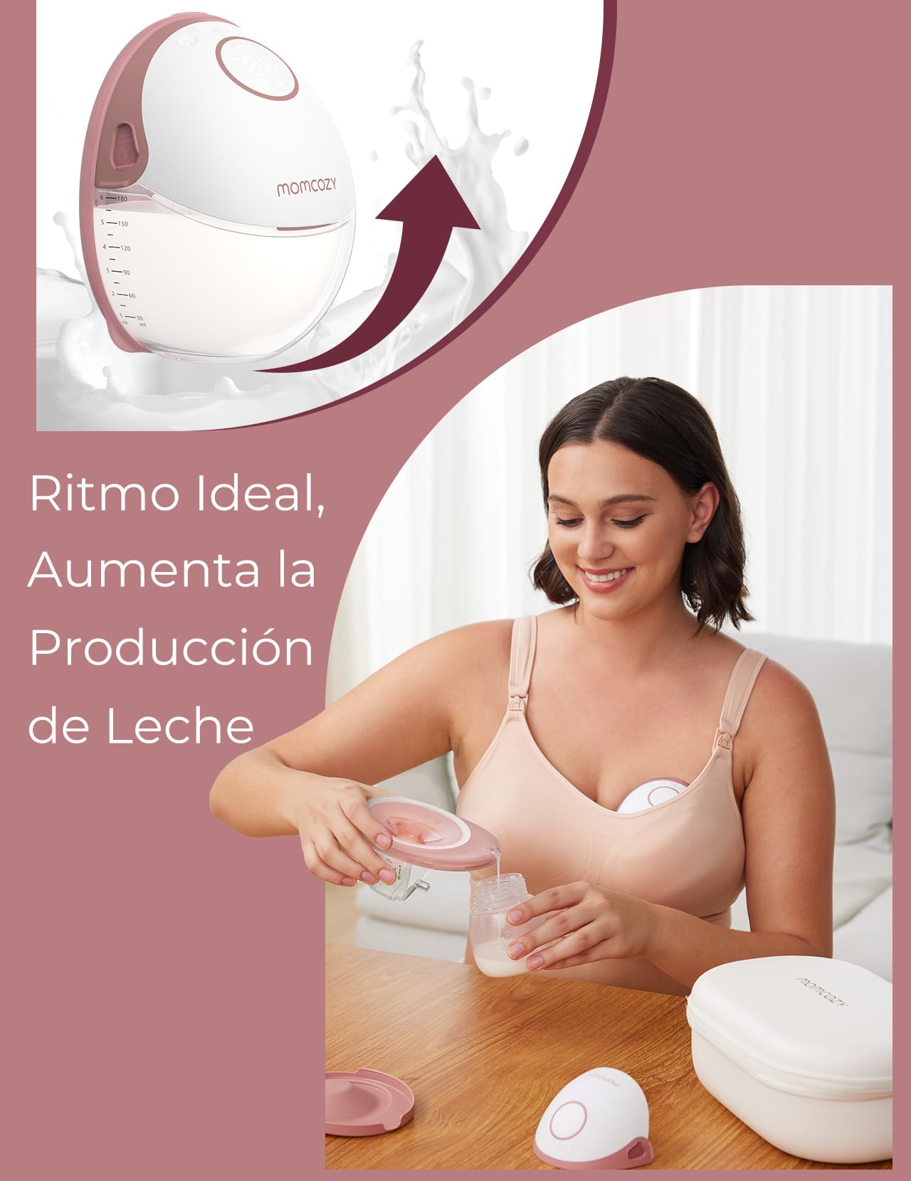 Momcozy Extractor de Leche Electrico M6, 2 Piezas, Rojo Acogedor
