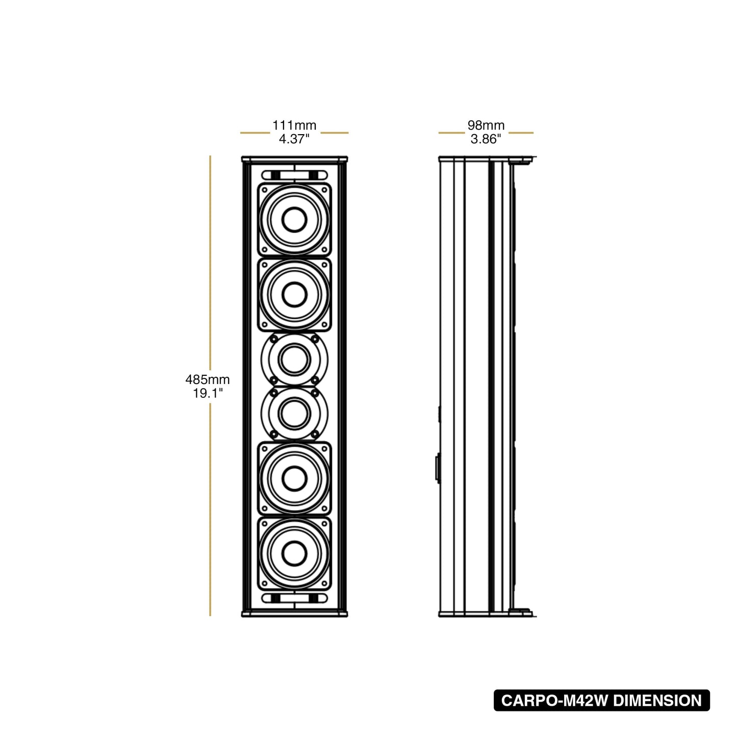 Sound Town - Altavoz de aluminio compacto resistente a la intemperie, con soporte de montaje en pared, 4 x 3 woofers, 2 tweeters de cúpula de 1.2, blanco, para instalación en interiores y exteriores