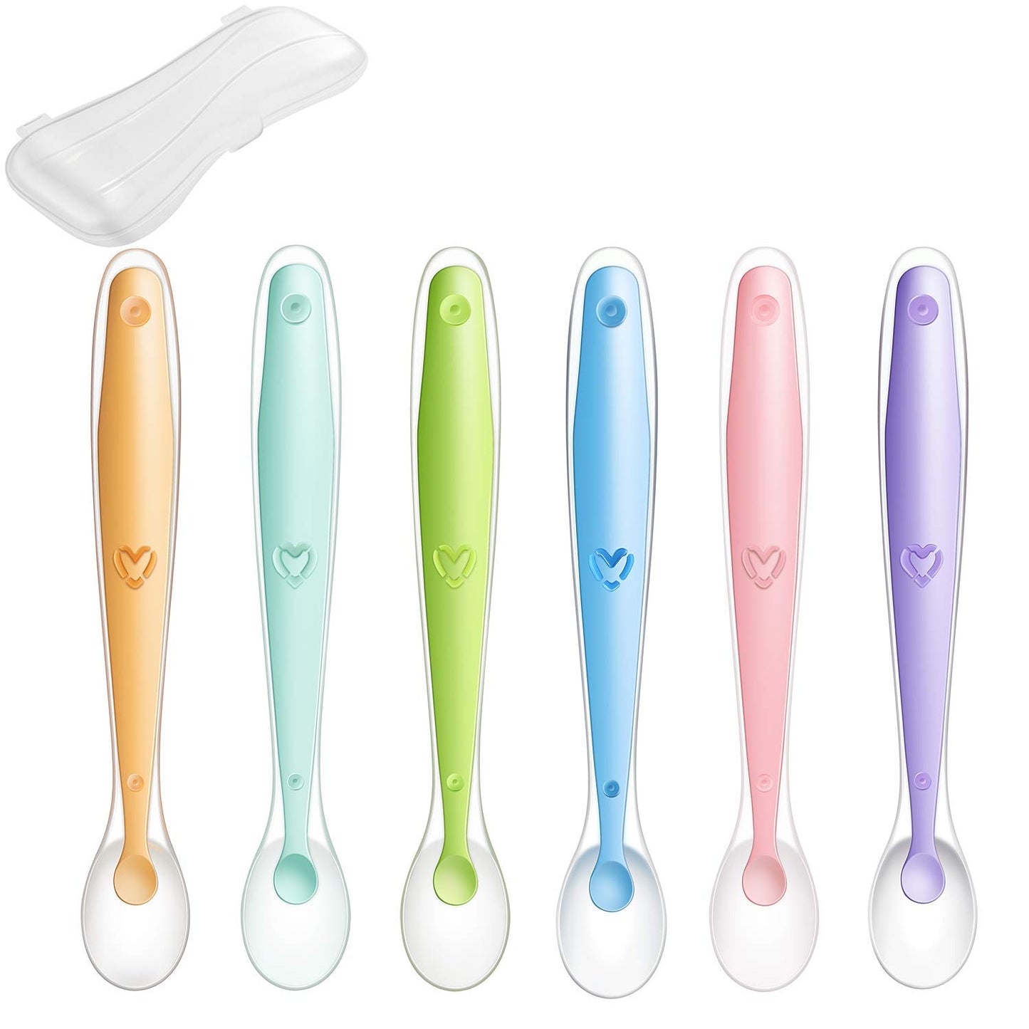 Cucharas Suaves de Silicona PandaEar Azules, sin BPA, para Entrenamiento de Alimentación de Bebés y Niños, Paquete de 6